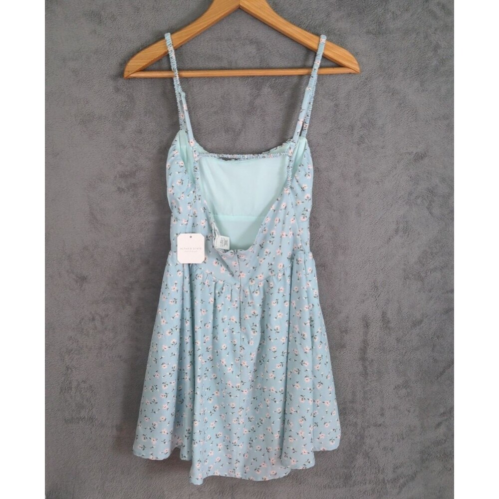 NWT Altar'd State Floral Mini Dress Blue Pink Size Small Feminine Coquette - Picture 4 of 10